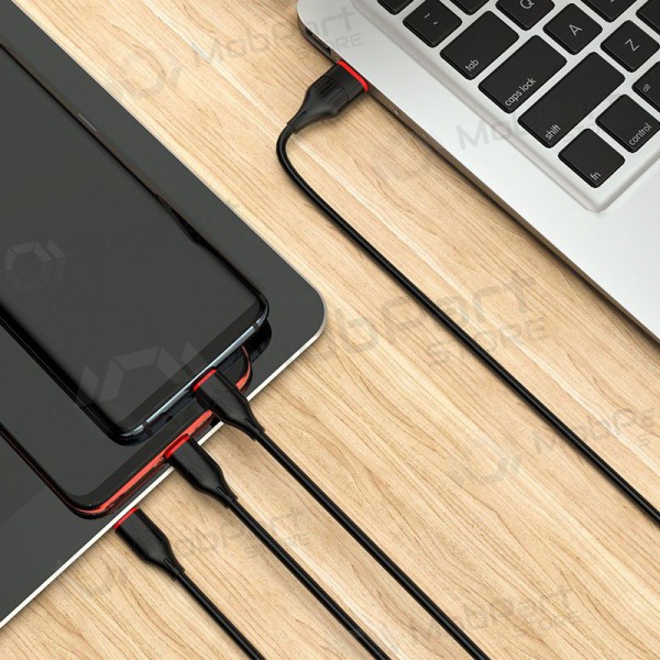 USB cavo Borofone BX17 3in1 microUSB-Lightning-Type-C 1.0m (nero)