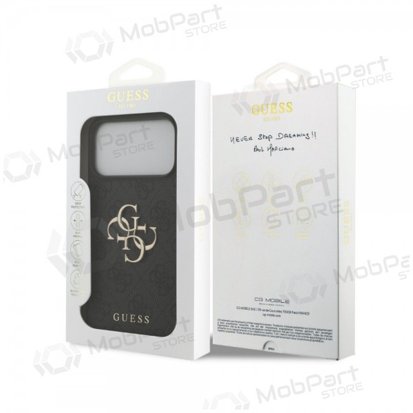 Custodia per Apple iPhone 18 Pro Max - Guess PU 4G Metal Logo (grigio)