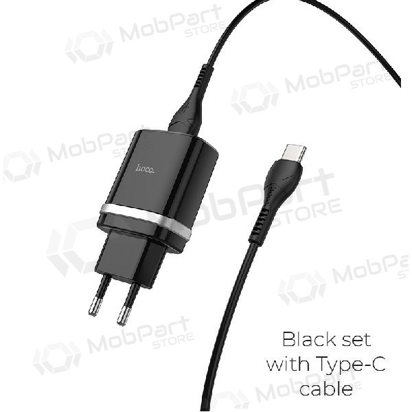 Caricatore HOCO C12Q Smart USB + type-C cavo (QC3.0) (nero)