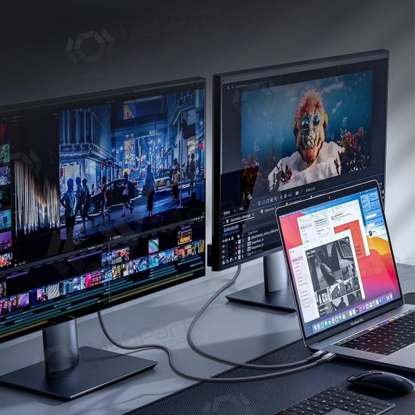 Cavo USB-C Wozinsky WPS-UY41S da USB-C a USB-C 1 m Thunderbolt 4 USB4 240 W 8K nero