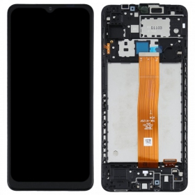 Samsung Galaxy A12 schermo / display (nero) (con una cornice) (originale)