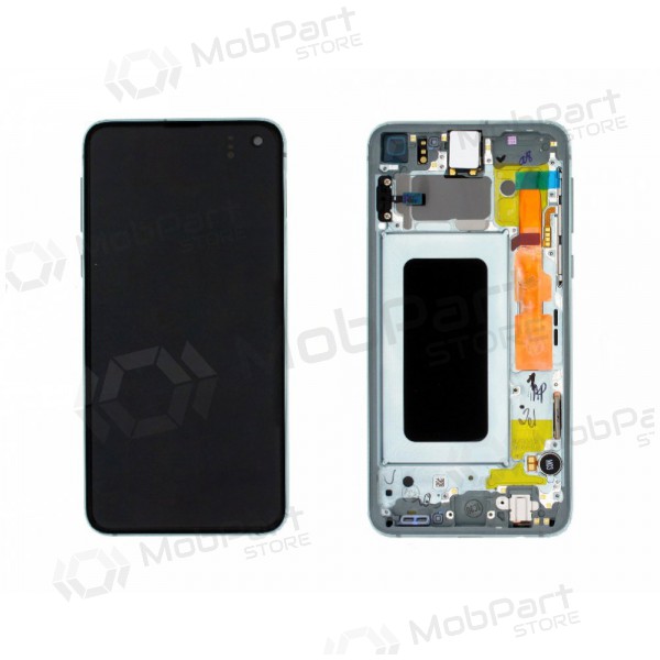Samsung G970F Galaxy S10e LCD schermo / display (Prism Green) (con una cornice) (usato grade A, originale)