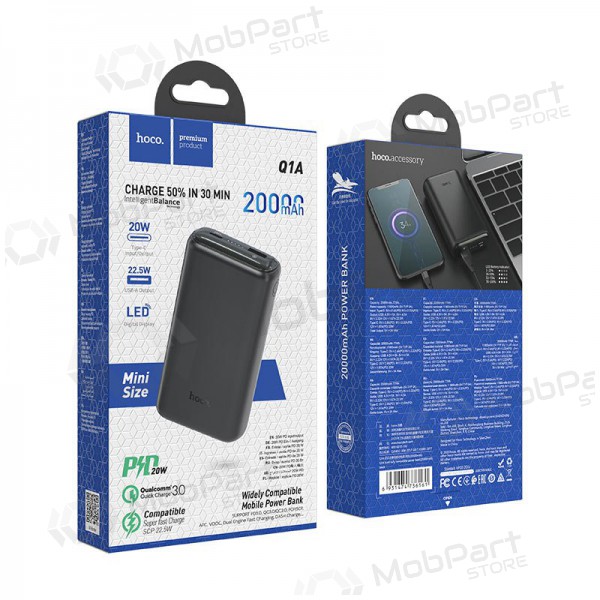 Batteria esterna Power Bank Hoco Q1A Type-C PD 20W+Quick Charge 3.0 (3.0A) 20000mAh nero Batteria esterna Power Bank Hoco Q1A Type-C PD 20W+Quick Charge 3.0 (3.0A) 20000mAh nero