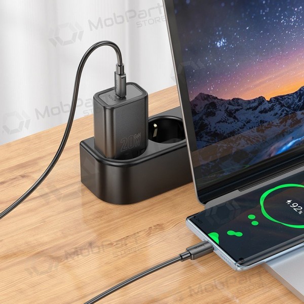 Caricabatterie per telefono Hoco N60 GaN USB-C con cavo USB-C da 1 m nero