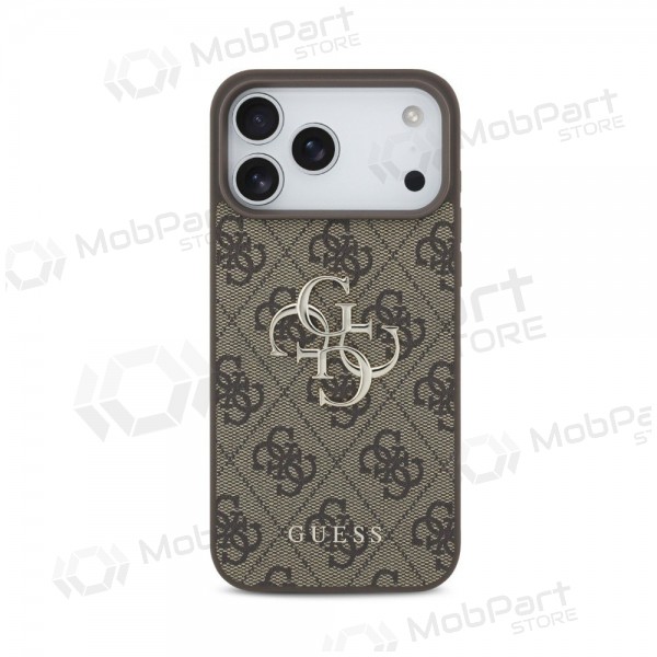 Custodia per Apple iPhone 18 Pro - Guess PU 4G Metal Logo (marrone)