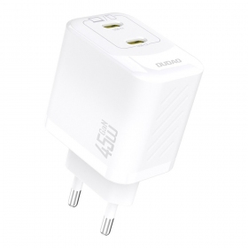 Caricabatterie per telefono Dudao A28P 45 W GaN 2x USB-C bianco