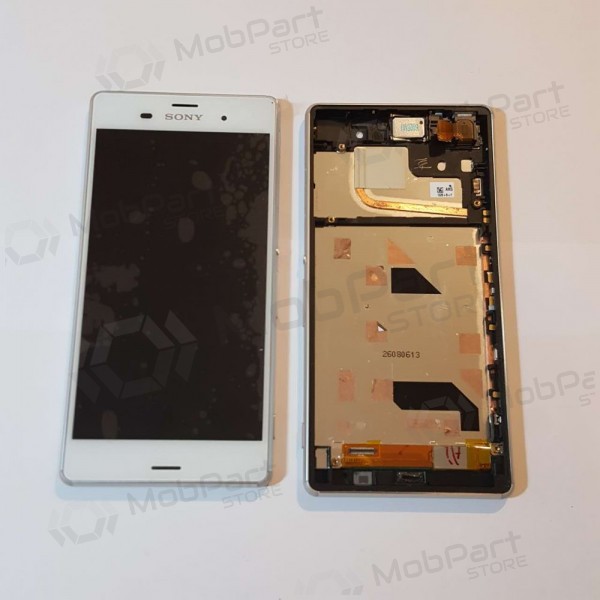Sony D6603 Xperia Z3 schermo / display (bianca) (con una cornice) (usato grade B, originale)