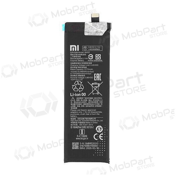 Xiaomi Mi Note 10 Lite, Mi Note 10 Pro, CC9 Pro batteria, akumuliatorius (BM52) (originale) Xiaomi Mi Note 10 Lite, Mi Note 10 Pro, CC9 Pro batteria, akumuliatorius (BM52) (originale)