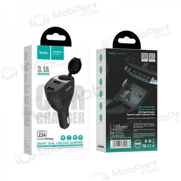 Caricatore automobilinis Hoco Z34 x 2 USB (3.1A) (nero)