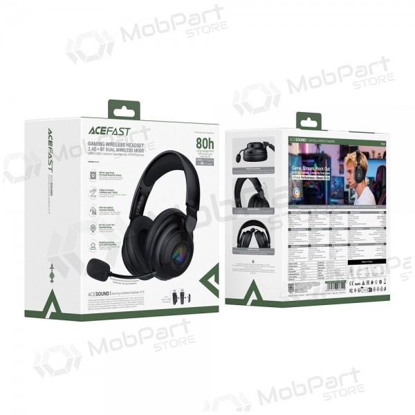 Cuffie wireless Acefast H15 Gaming over-ear con microfono USB-C nere