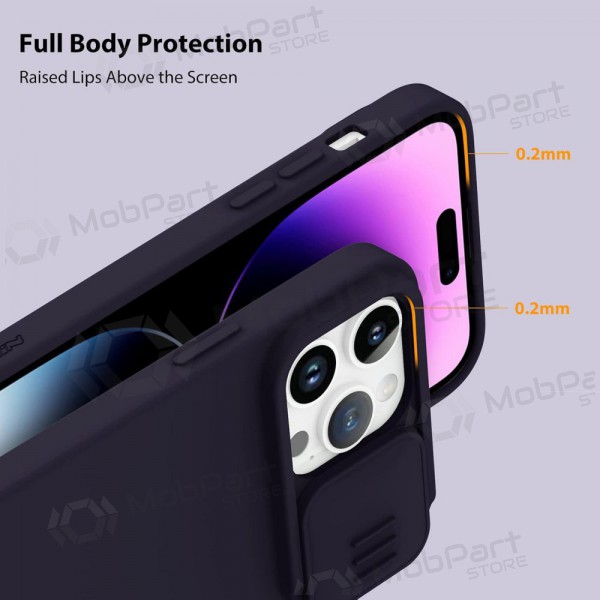 Apple iPhone 14 Plus custodia „Nillkin Silicone“ (tamsiai viola)
