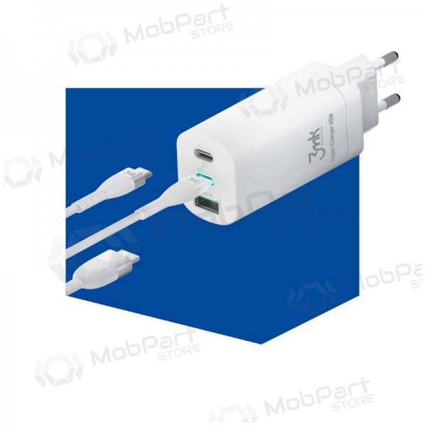 Caricatore 3MK HyperCharger 65W 2xUSB-C, 1xUSB-A PD 3.0/QC 4.0 (bianca)