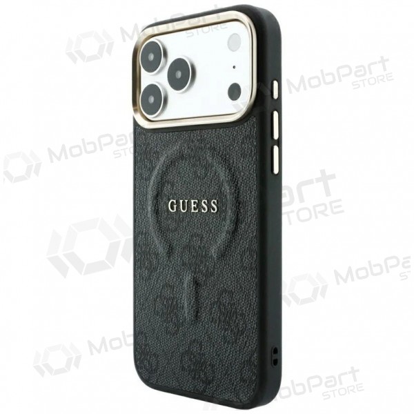 Custodia per Apple iPhone 18 Pro - Guess PU Leather 4G Gold Frame Embossed MagSafe (nera)