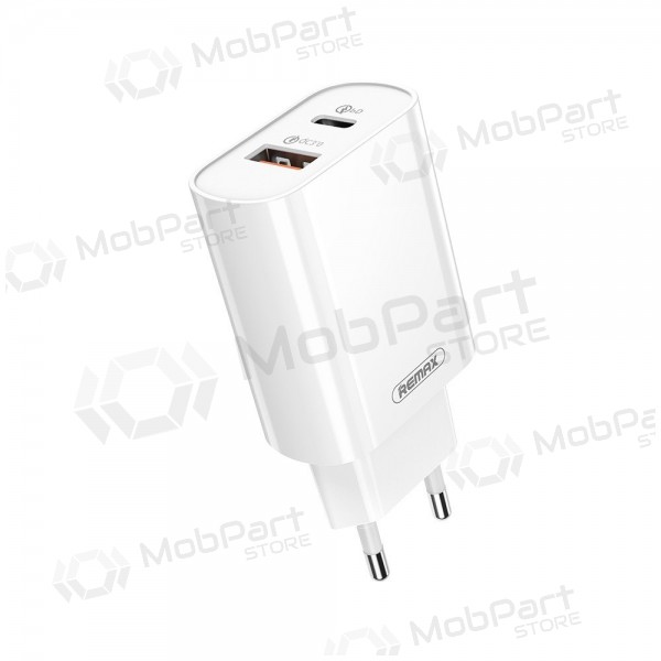 Caricabatterie per telefono Remax RP-U37 20 W USB-C + USB-A bianco