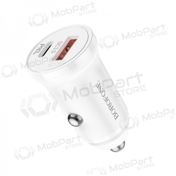 Caricatore automobilinis Borofone BZ18A USB-A/Type-C PD20W+QC3.0 (bianca)