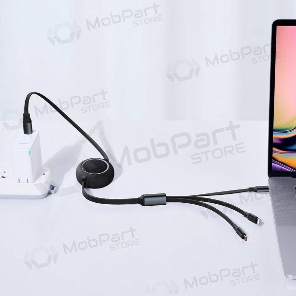 USB cavo Baseus Bright Mirror Type-C - microUSB+Lightning+Type-C 100W 1.2m (nero) CAMLC-AMJ01