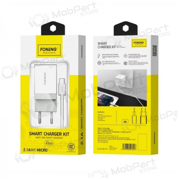 Caricabatterie telefono Foneng K210 10 W USB-A MicroUSB bianco