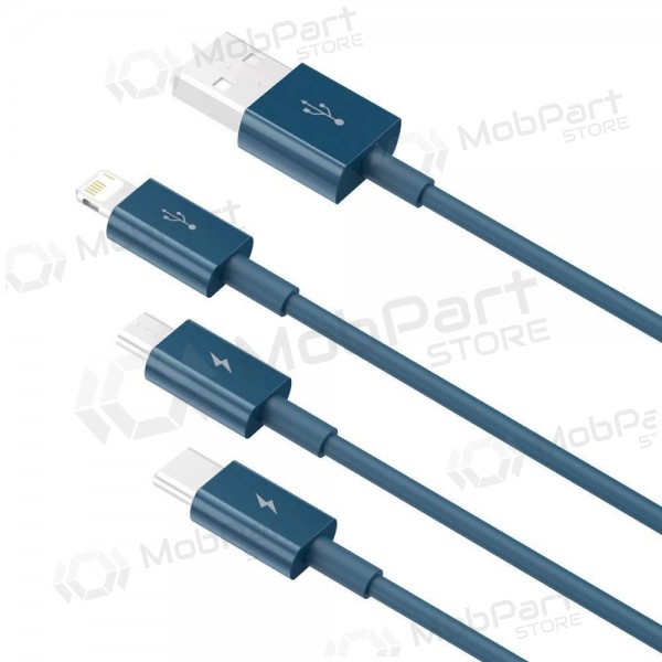Cavo USB Baseus Superior USB - microUSB+Lightning+Type-C 100W 1.5m (blu) CAMLTYS-03