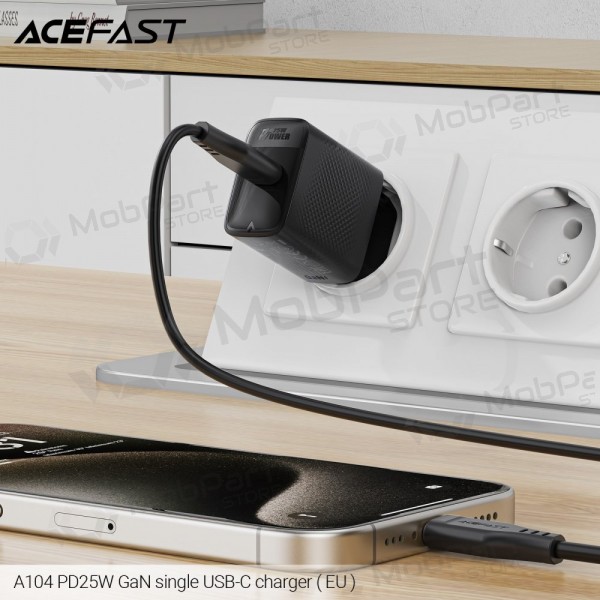 Caricabatterie per telefono Acefast A104 25 W GaN USB-C nero