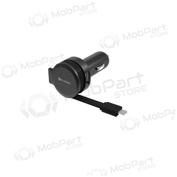 Caricatore per auto Platinet MicroUsb (1xUSB 2.4A) (nero)