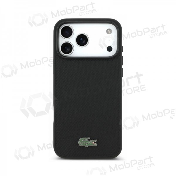 Custodia per Apple iPhone 18 Pro - Lacoste PVC Petit Pique Semi Wrap Embossed MagSafe (nero)