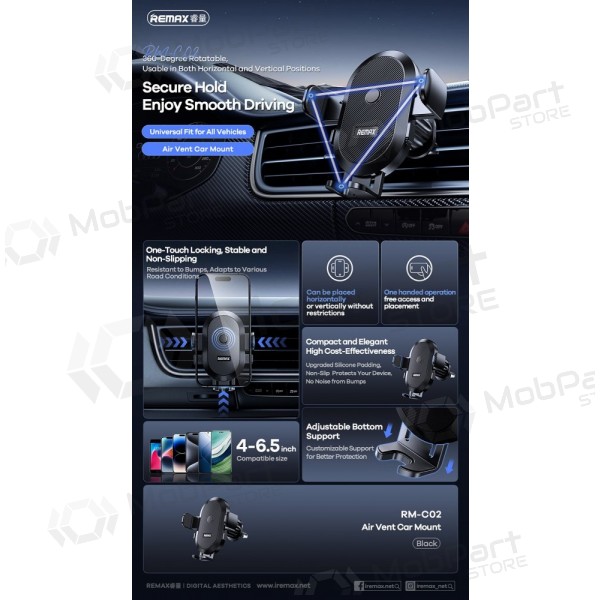 Porta cellulare da auto Remax RM-C02 (air vent) nero