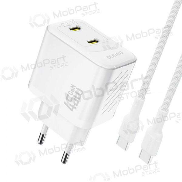 Caricabatterie per telefono Dudao A28PC 45 W GaN 2x USB-C con cavo USB-C 1 m bianco