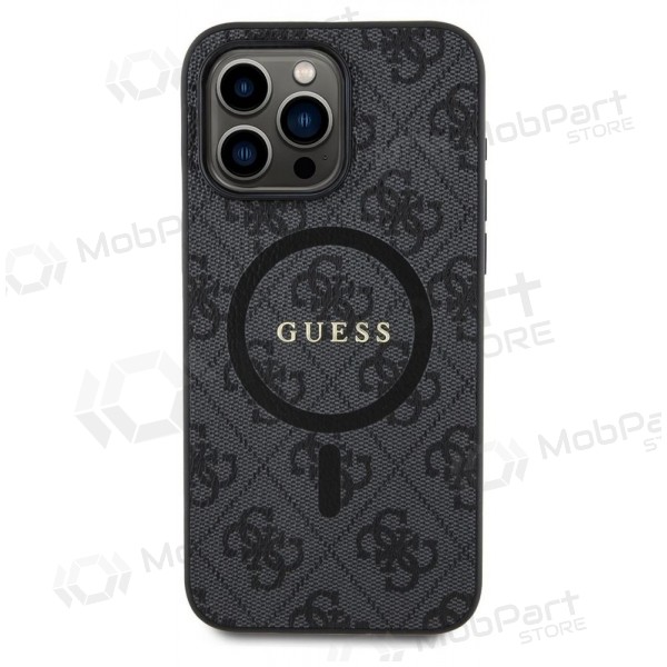 Custodia per Apple iPhone 15 Pro Max - Guess PU Leather 4G Colored Ring MagSafe (nera)