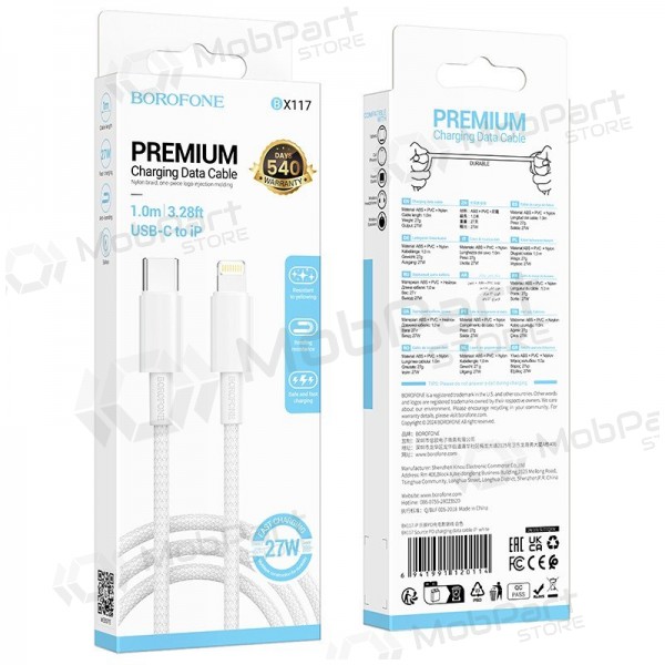 Cavo Lightning Borofone BX117 USB-C a Lightning 1 m PD 27 W bianco