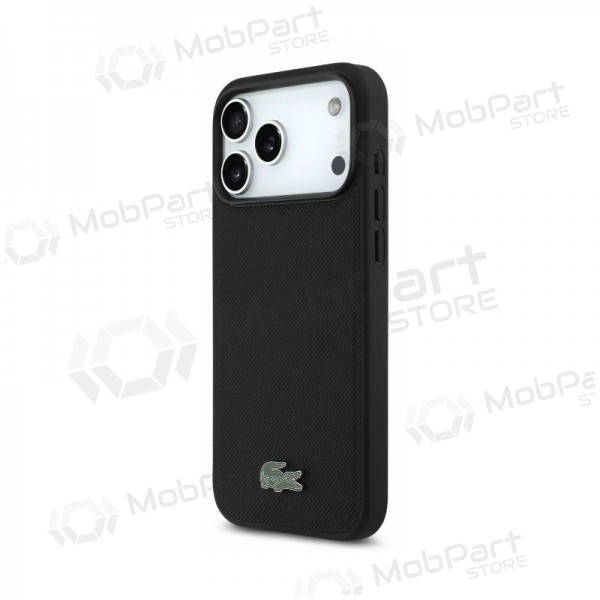 Custodia per Apple iPhone 18 Pro - Lacoste PVC Petit Pique Semi Wrap Embossed MagSafe (nero)