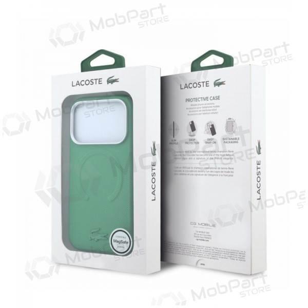 Custodia per Apple iPhone 18 Pro - Lacoste PVC Petit Pique Semi Wrap Embossed MagSafe (verde)