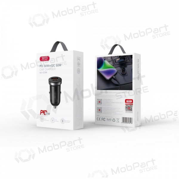 Caricatore da auto XO CC56 30 W USB-C + USB-A PD QC nero