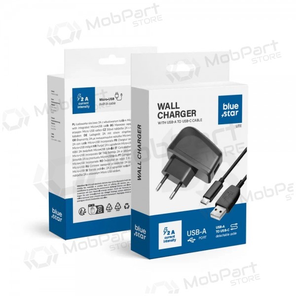 Caricabatterie per telefono Blue Star TFK-TC-1095B 10 W USB-A con cavo USB-A a USB-C nero