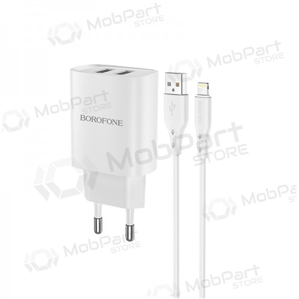 Caricatore Borofone BN2 2xUSB 2.1A + Lightning (bianca)