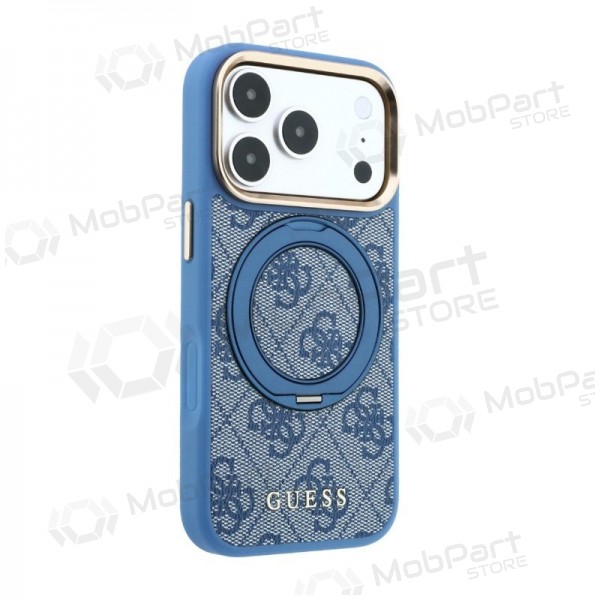 Custodia per Apple iPhone 18 Pro - Guess PU 4G Ring Stand MagSafe (blu)