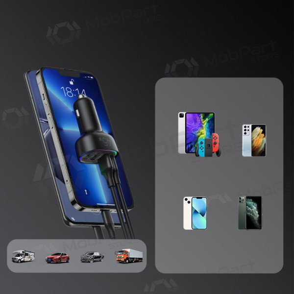Caricatore automobilinis Joyroom JR-CL09 LED 4xUSB (PD, QC) 45W (nero)