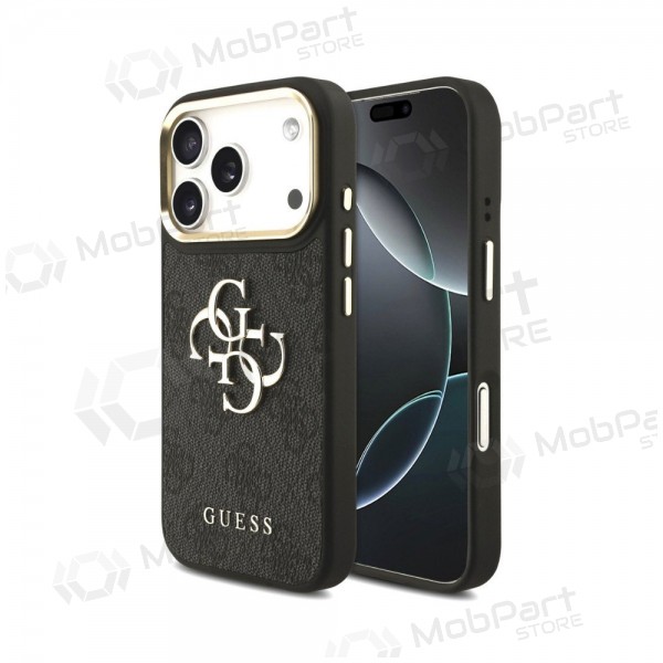 Custodia per Apple iPhone 18 Pro Max - Guess PU Leather 4G Metal Logo Gold Frame (nera)