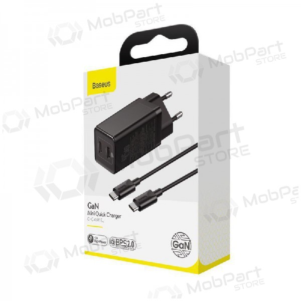 Caricatore Baseus GaN 45w (20V/3A) + Type-C cavo (MacBook) (nero)