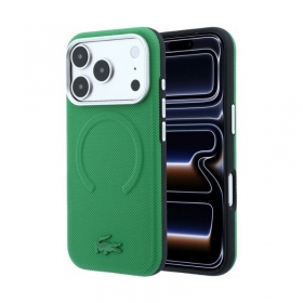Custodia per Apple iPhone 18 Pro - Lacoste PVC Petit Pique Semi Wrap Embossed MagSafe (verde)