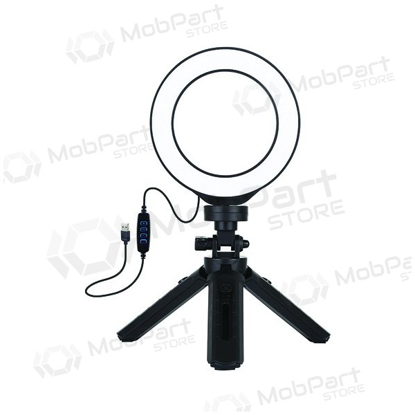 LED žiedinė lampada 12cm, su trikoju stovu iki 14.5cm, USB LED žiedinė lampada 12cm, su trikoju stovu iki 14.5cm, USB