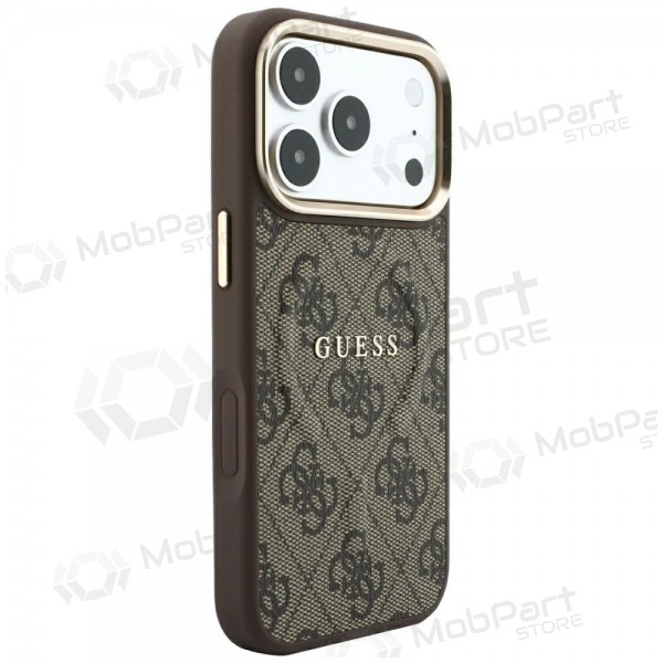 Custodia per Apple iPhone 18 Pro Max - Guess PU Leather 4G Gold Frame Embossed MagSafe (marrone)
