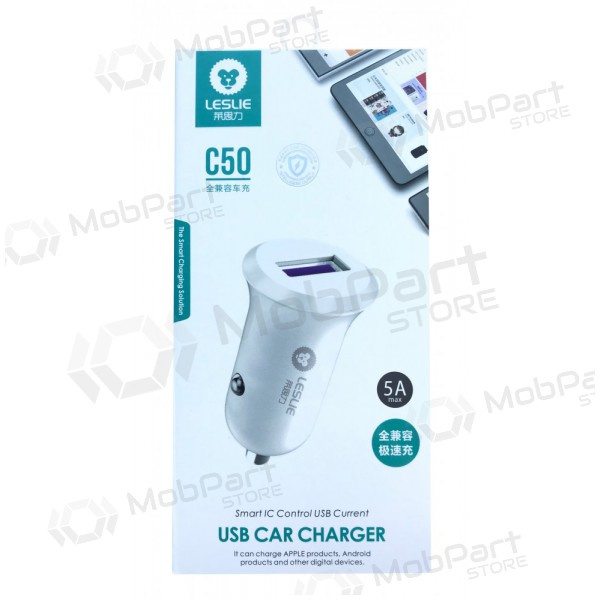 Caricatore automobilinis Leslie C50 USB 5A (bianca)