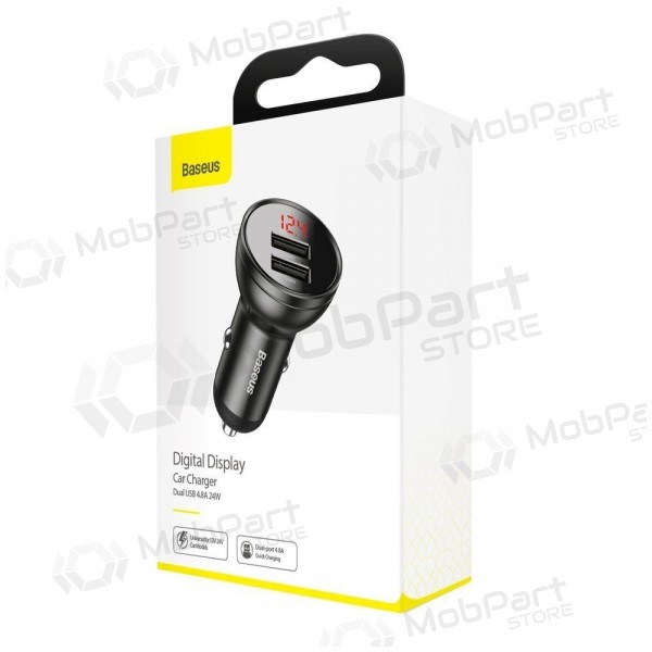 Caricabatterie per telefono da auto Baseus Digital Display CCBX-0G 24 W 2x USB-A nero