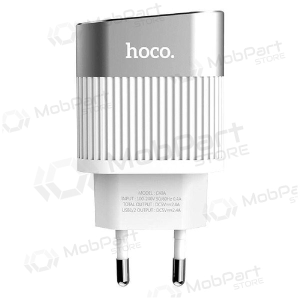 Caricatore FastCharge HOCO C40A Speedmaster Dual USB (5V 2.4A) (bianca)