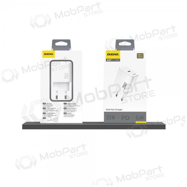 Caricabatterie per telefono Dudao A27 25 W GaN USB-C bianco