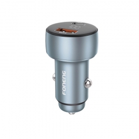 Caricabatterie da auto Foneng C18 48 W USB-C + USB-A grigio