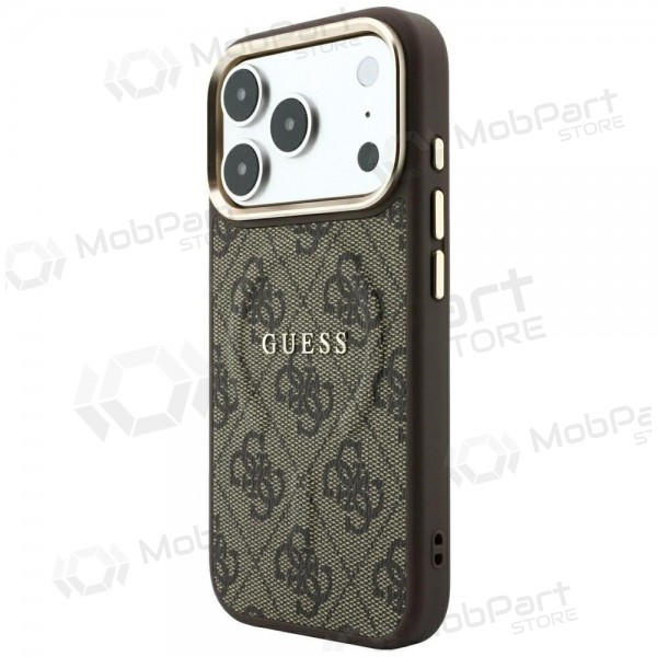 Custodia per Apple iPhone 18 Pro Max - Guess PU Leather 4G Gold Frame Embossed MagSafe (marrone)