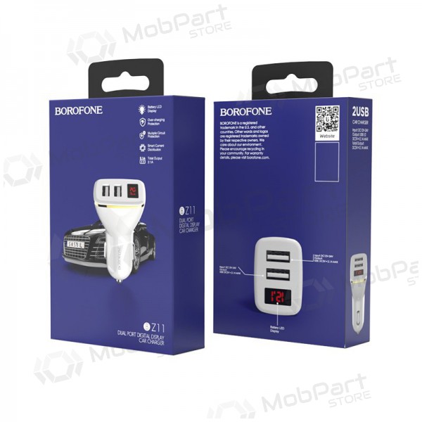 Caricatore automobilinis Borofone BZ11 x 2 USB (2.1A) (nero)