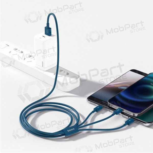 Cavo USB Baseus Superior USB - microUSB+Lightning+Type-C 100W 1.5m (blu) CAMLTYS-03