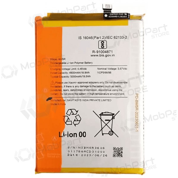 Batteria Xiaomi Redmi 12 4G, Redmi 12 5G, Poco M6 Pro 5G, accumulatore BM5R (Premium)